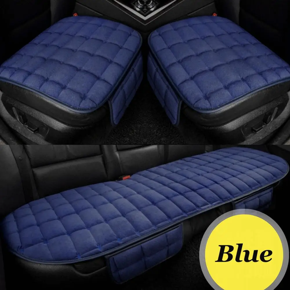 1 Set 3Pcs Blue Универсальная Передняя Задняя крышка для сиденья автомобиля грузовика зимняя теплая подушка противоскользящая задняя подушка для стула для автомобиля авто защита для сиденья - Название цвета: 1 Set 3Pcs Blue