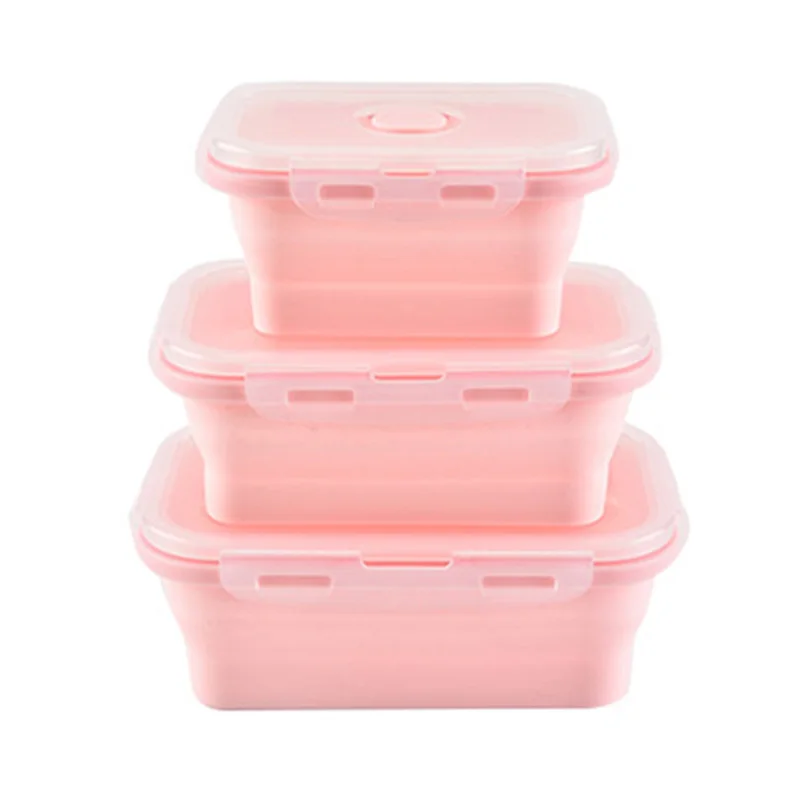 3 шт. складной силиконовый Ланч бокс пищевой контейнер для хранения фруктов