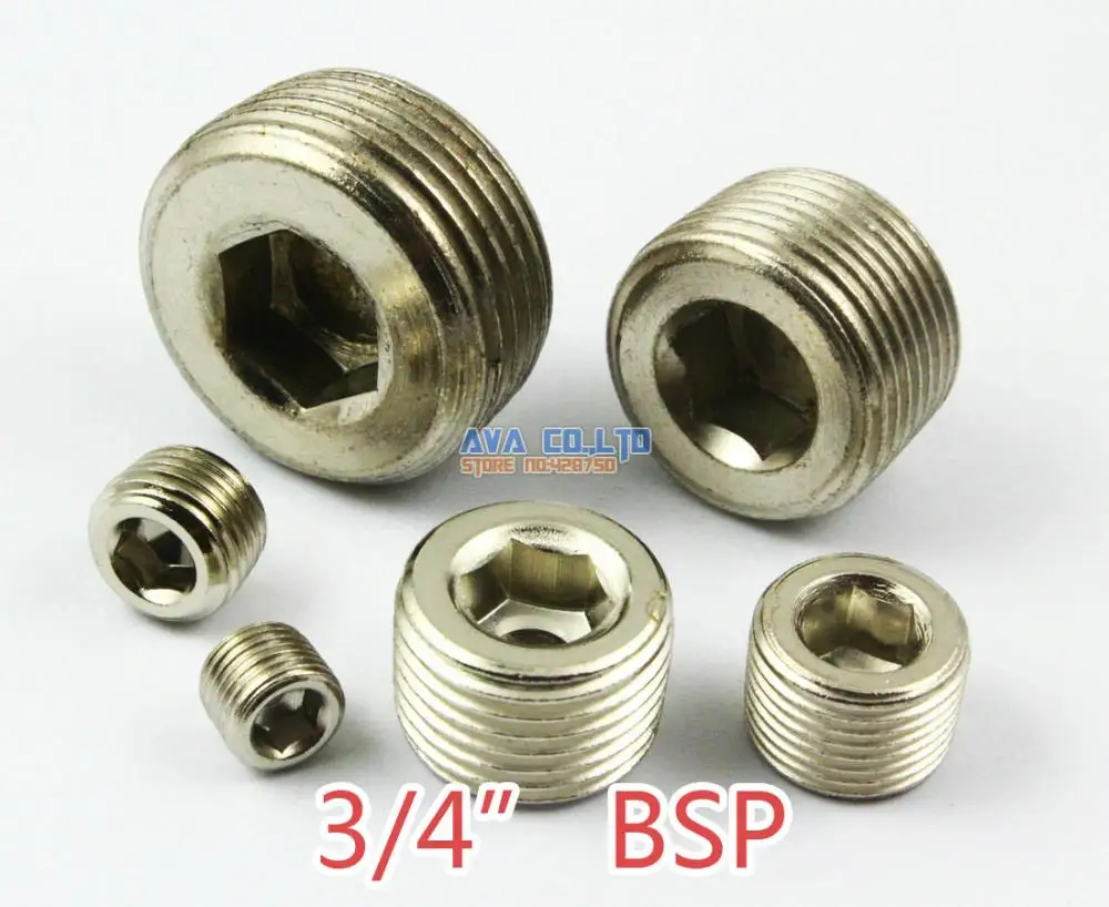 

5 Pieces 3/4" BSP Nickel Plated Iron Pneumatic Pipe Plug Hex Head Socket Plug Fuel Fitting
