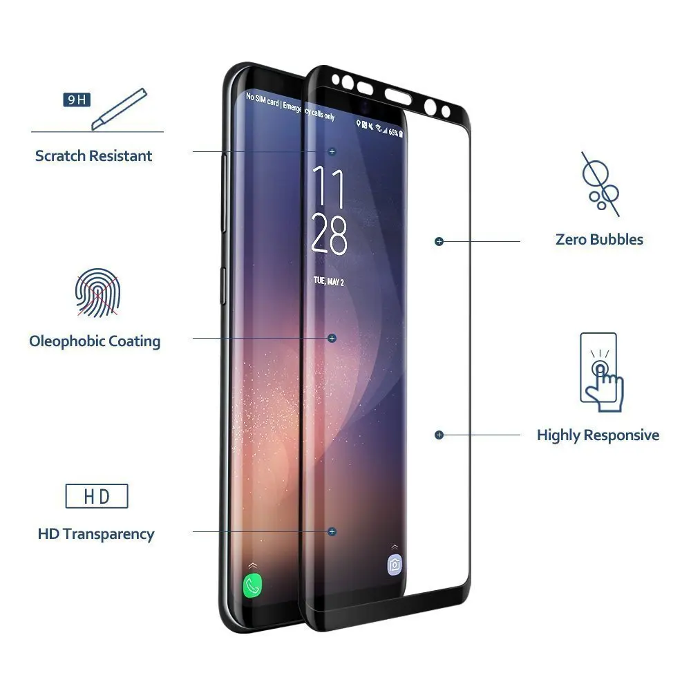 Закаленное стекло для Samsung Galaxy S8 S9 plus A8 2018 3D изогнутое Круглое Note 8 Защитное экрана