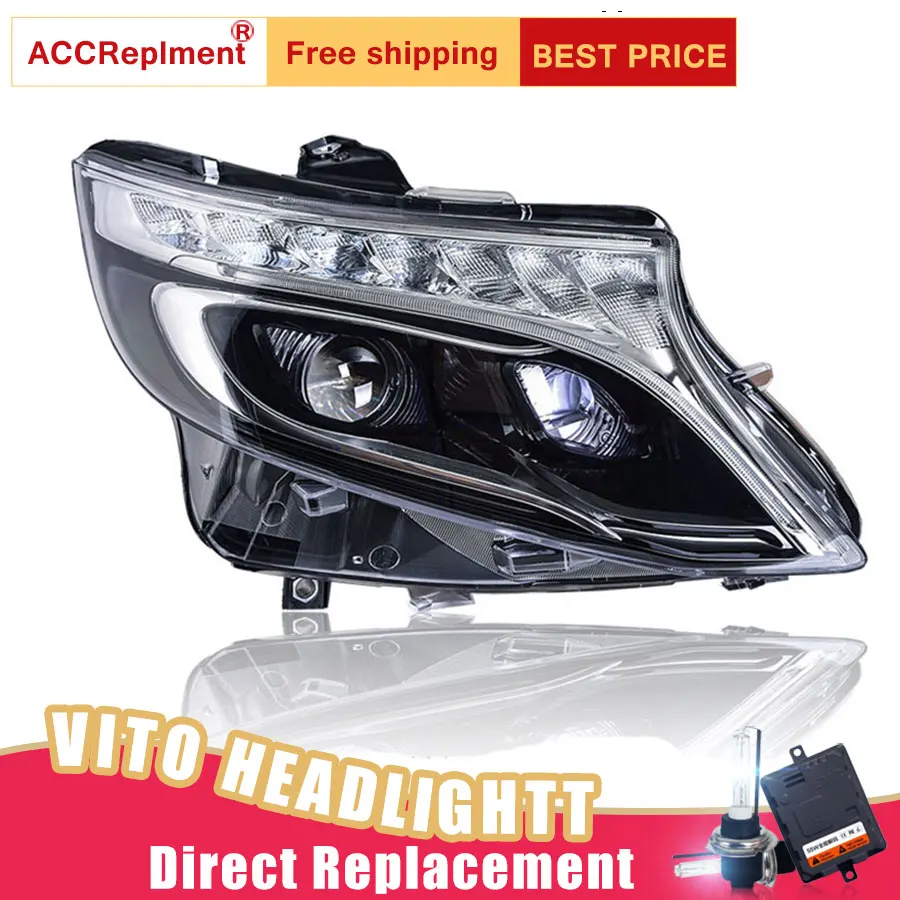 

2Pcs LED Headlights For Benz Metris vito 2016-2019 led car lights Angel eyes xenon HID KIT Fog lights LED Daytime Running Lights