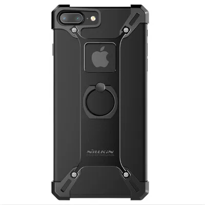 Металлический чехол NILLKIN Barde для iPhone 6, 6s, 6 plus, 7, 7 plus, чехол, бампер, алюминиевый сплав, задняя крышка с кольцом, держатель для телефона - Цвет: Черный