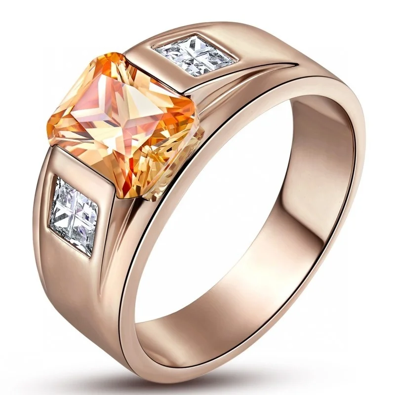 3.2CT Размеры 8 до 15 ювелирные изделия гранат циркон камни 10KT мужские позолоченное