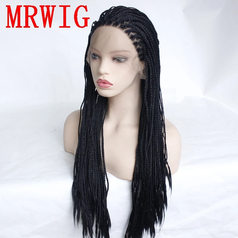 MRWIG длинная плетеная коробка Плетеный черный/коричневый/Блонд свободная часть синтетический передний парик для женщин