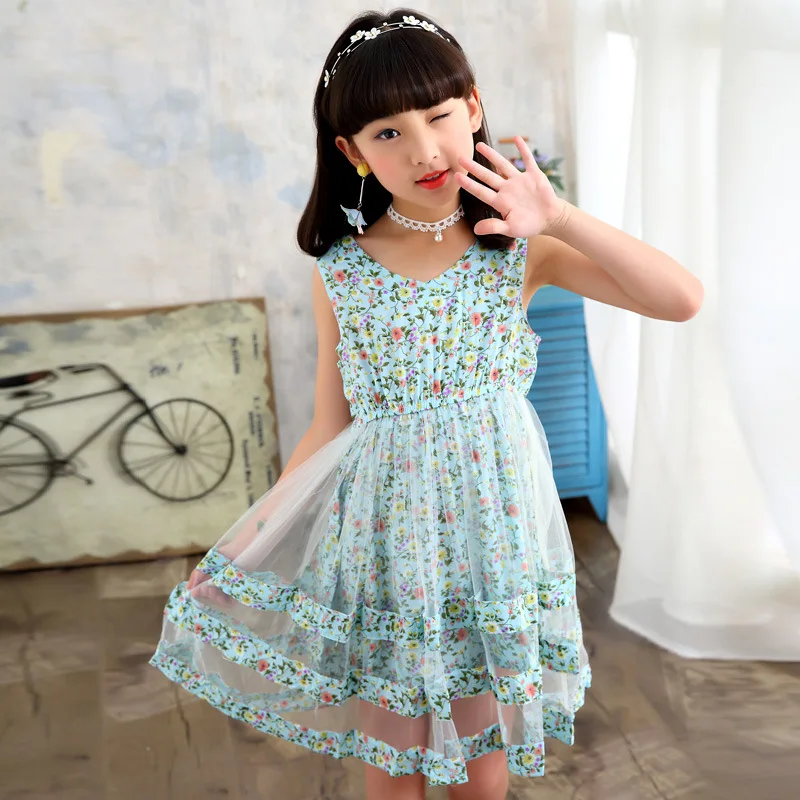 Fashion Flower Girls Dress 2018 Summer Cute Sleeveless Kids Clothes Elegant Tulle Princess Children Dresses For Costumes | Детская