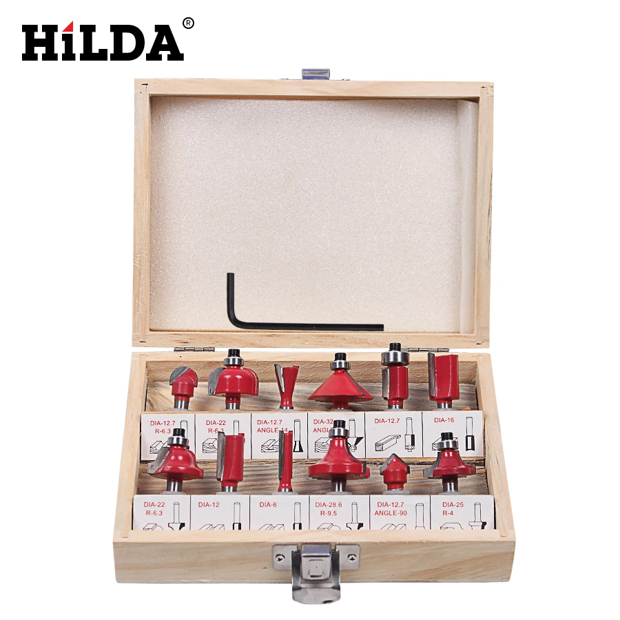 HILDA 12 шт. набор фрез для фрезерования 8 мм резки древесины с прямым хвостовиком