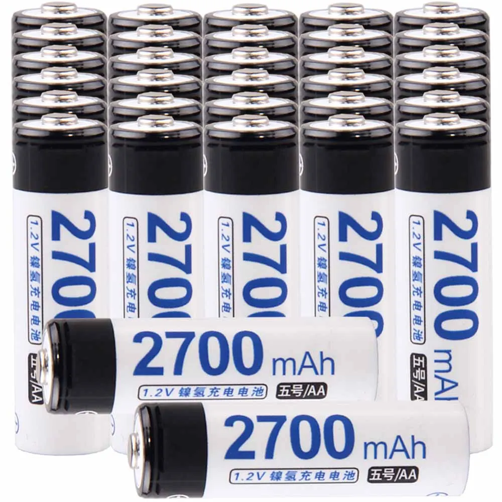Самая низкая цена 32 шт АА батареи 1 2 v перезаряжаемые 2700 mAh nimh батарея для