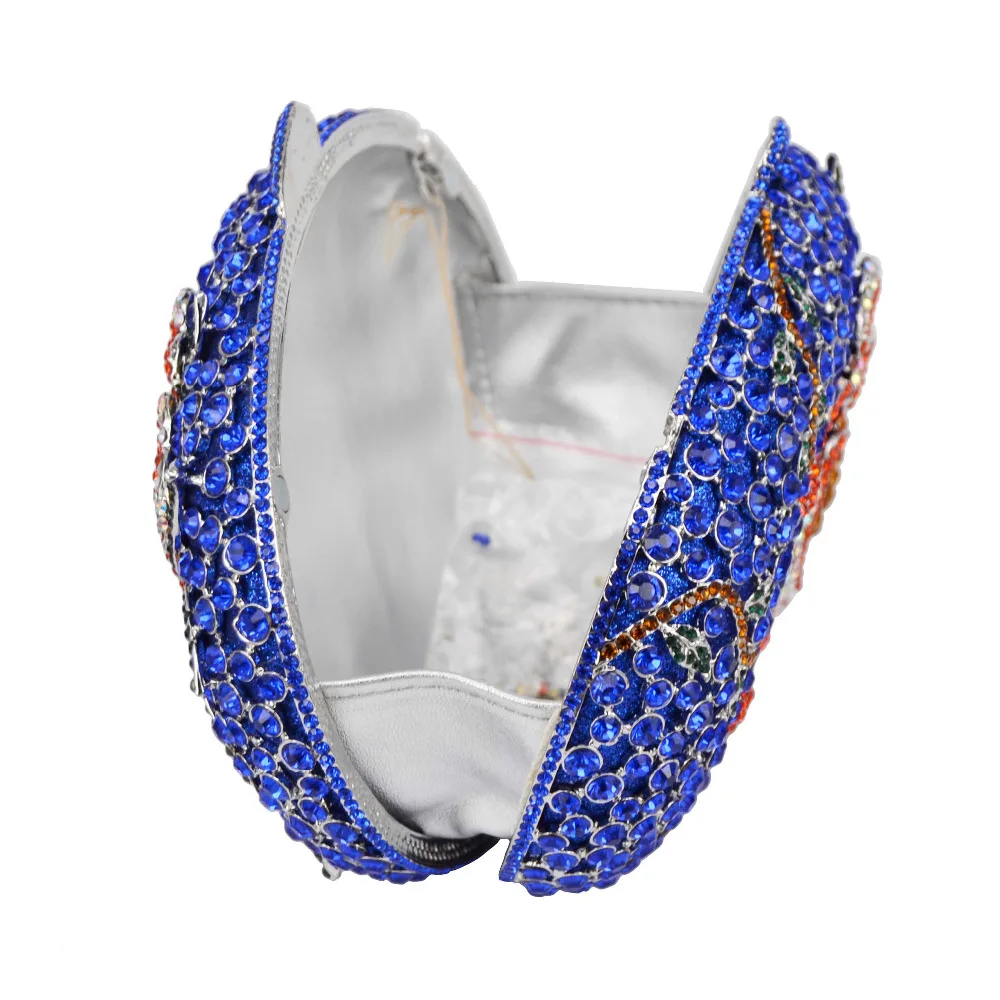 Роскошные овальной формы с украшениями в виде кристаллов и цветов праздник сумка