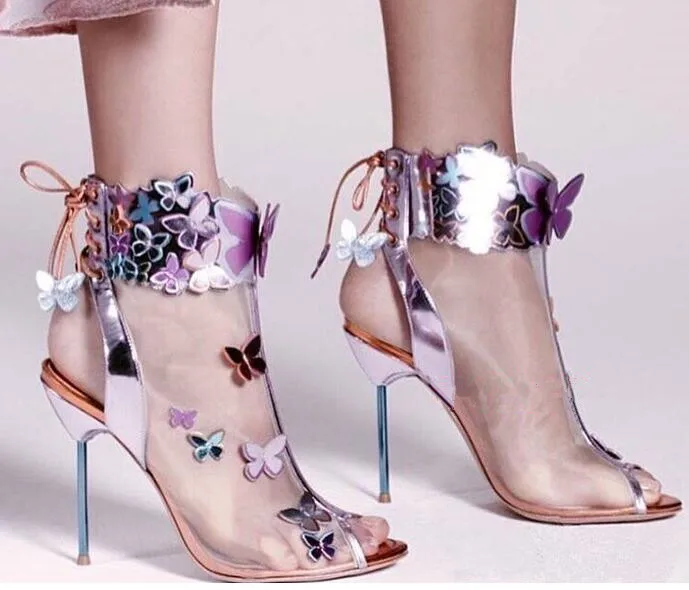 Новинка весны 2017 трендовые прозрачные сетчатые ботинки босоножки на шпильках