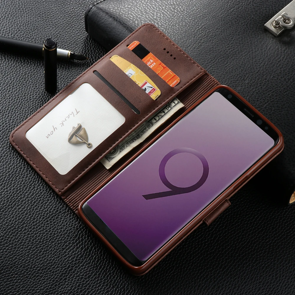 Роскошный кожаный флип-чехол для samsung Galaxy S9 S9 Plus, мягкий силиконовый чехол, держатель для карт, чехол-бумажник для samsung S9 Plus, чехол