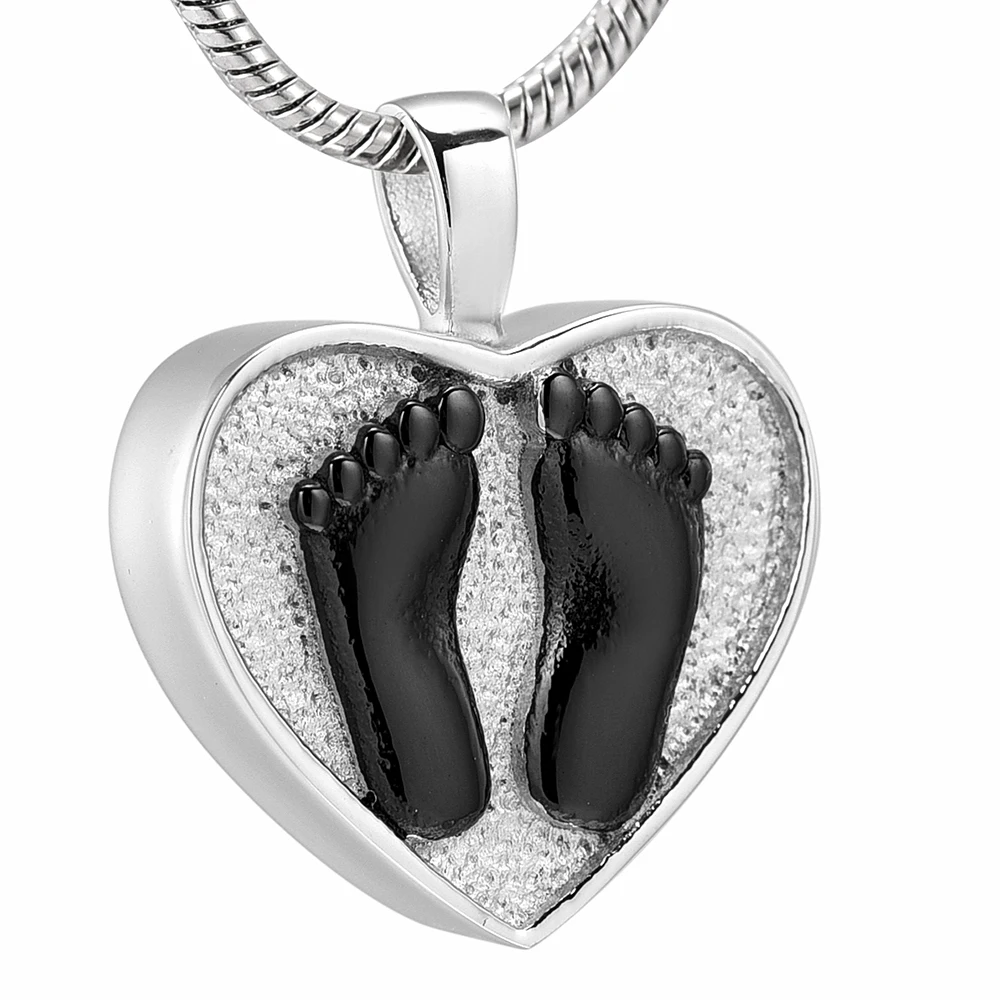 Всегда в моем урна виде сердца ожерелье для праха ребенка ноги Кремации