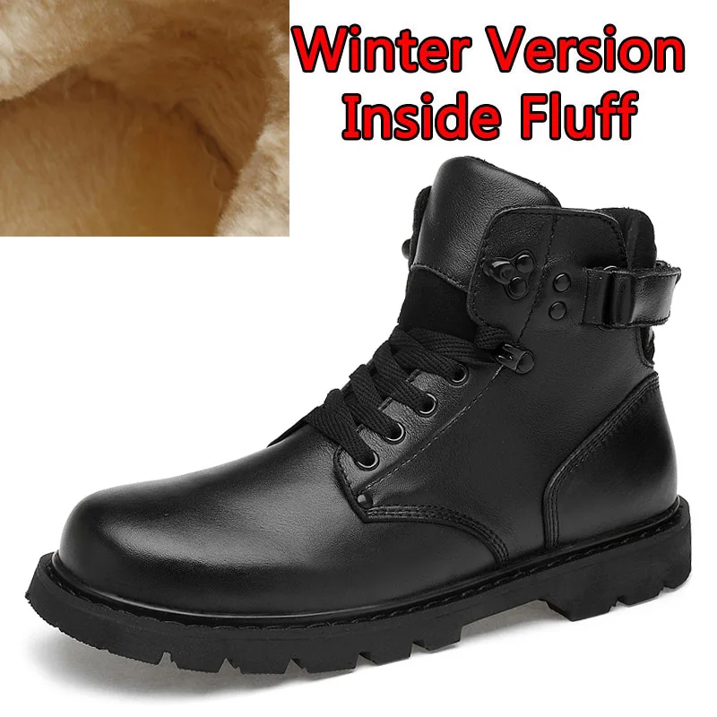 Winter Black SURGUT/; высококачественные мужские ботинки из спилка; высокие мотоциклетные ботинки; сезон осень-зима; мужские плюшевые теплые зимние ботинки; Размеры 37~ 48 - Цвет: Winter Black