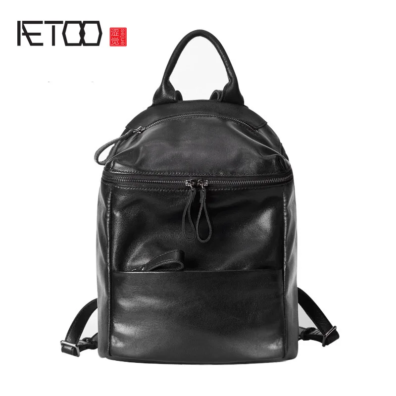 Сумка на плечо AETOO из овчины кожаная черная для путешествий | Багаж и сумки