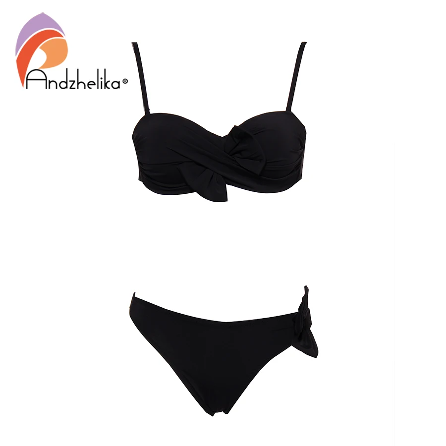 

Andzhelika Black Bow Push Up Bikinis Swimsuit Women Sexy Two Piece Bikini Set 2022 Summer Bathing Suit Swimwear