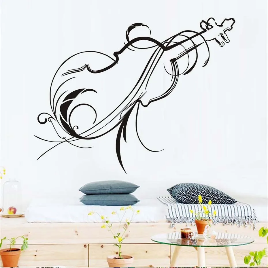Классический силуэт художественная скрипка наклейка на стену музыкальный