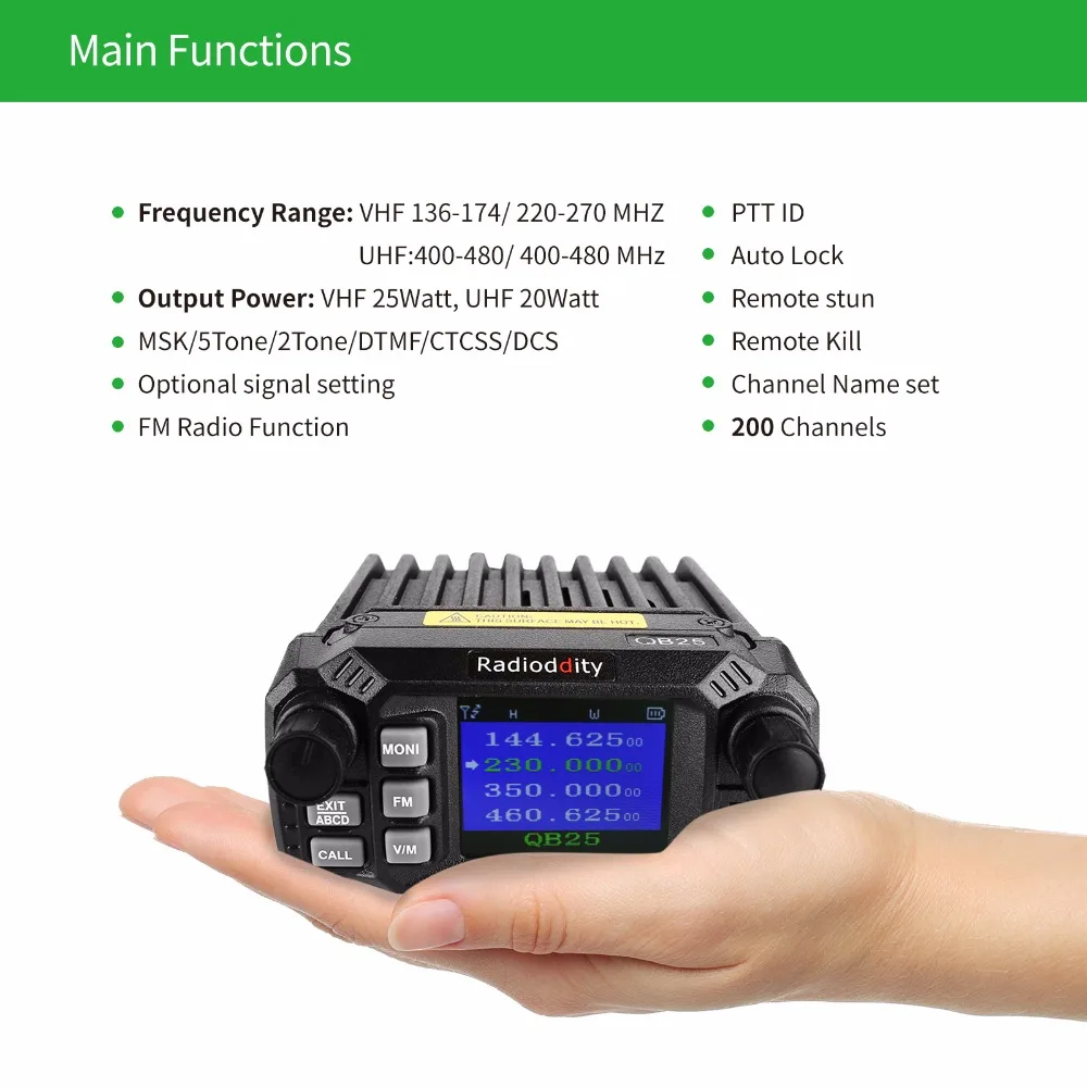 Радио ddity QB25 pro quad band quad-мини мобильные Автовозы УКВ 25 Вт автомобиль трансивер