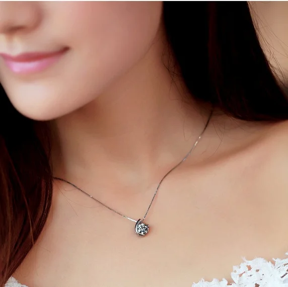 OMHXZJ Wholesale geometric Moon Bay woman fashion kpop star 925 sterling silver pendant Charms PE 75 ( NO Chain Necklace ) | Украшения и
