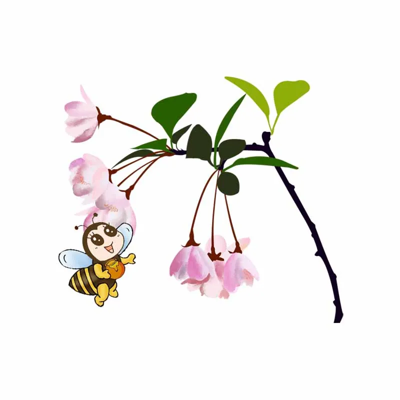 YOJA 21.8X19CM Beatiful Flowers Pink Begonia And Bee Toilet Decal Wall Sticker Bedroom Home Decor T5-0921 | Дом и сад
