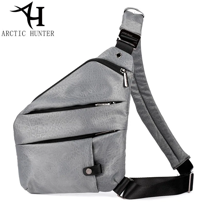 ARCTIC HUNTER, Мужская нагрудная сумка с защитой от кражи, сумка-мессенджер на плечо, Спортивная мужская маленькая сумка для подростков и мальчиков, сумка через плечо для путешествий - Цвет: Серый