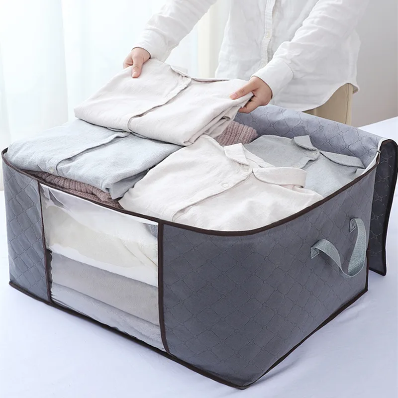 

Foldable Storage Bag Clothes Blanket Quilt Closet Sweater Organizer Box Pouche A Non-woven Fabric Portable Bag Holder Organize