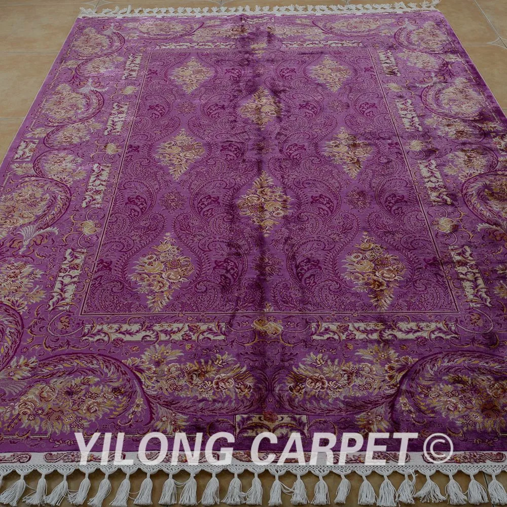 Yilong 5.6'x8.2' Antique handmade Turkish carpet red purple silk rug persian (1838) | Дом и сад