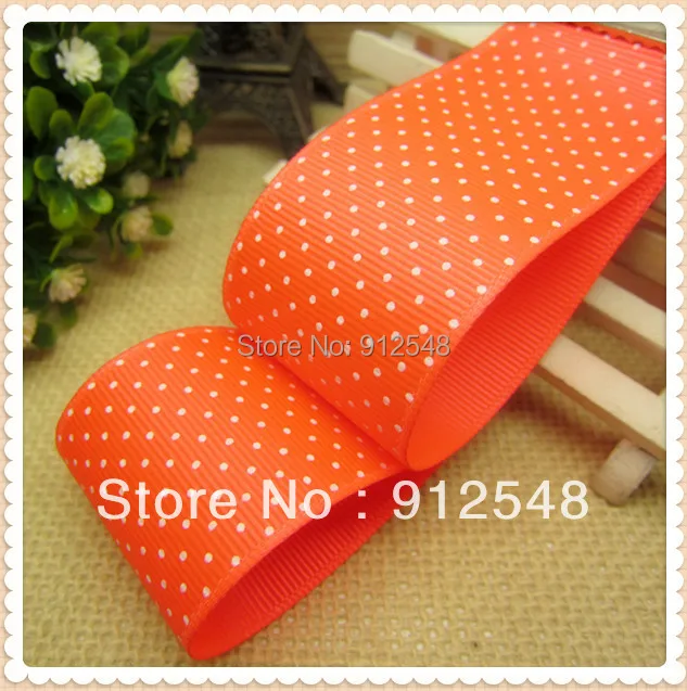 MNYD4 10 ярдов Ширина 38 мм оранжевый красный цвет лента с принтом в белый горошек
