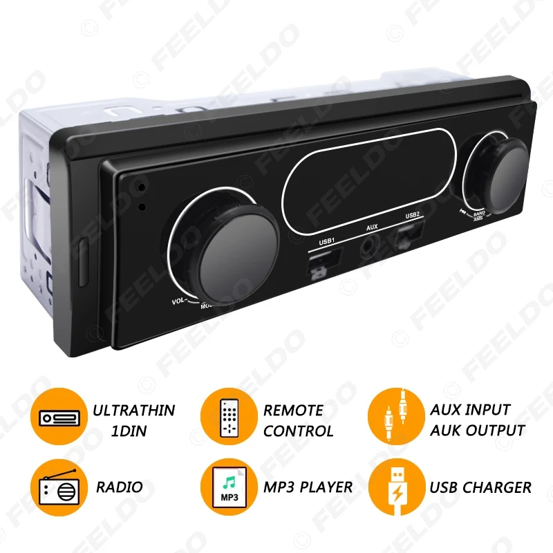 FEELDO ультратонкий 1DIN Автомобильный MP3-плеер с FM-радио AUX вход/выход Высокая