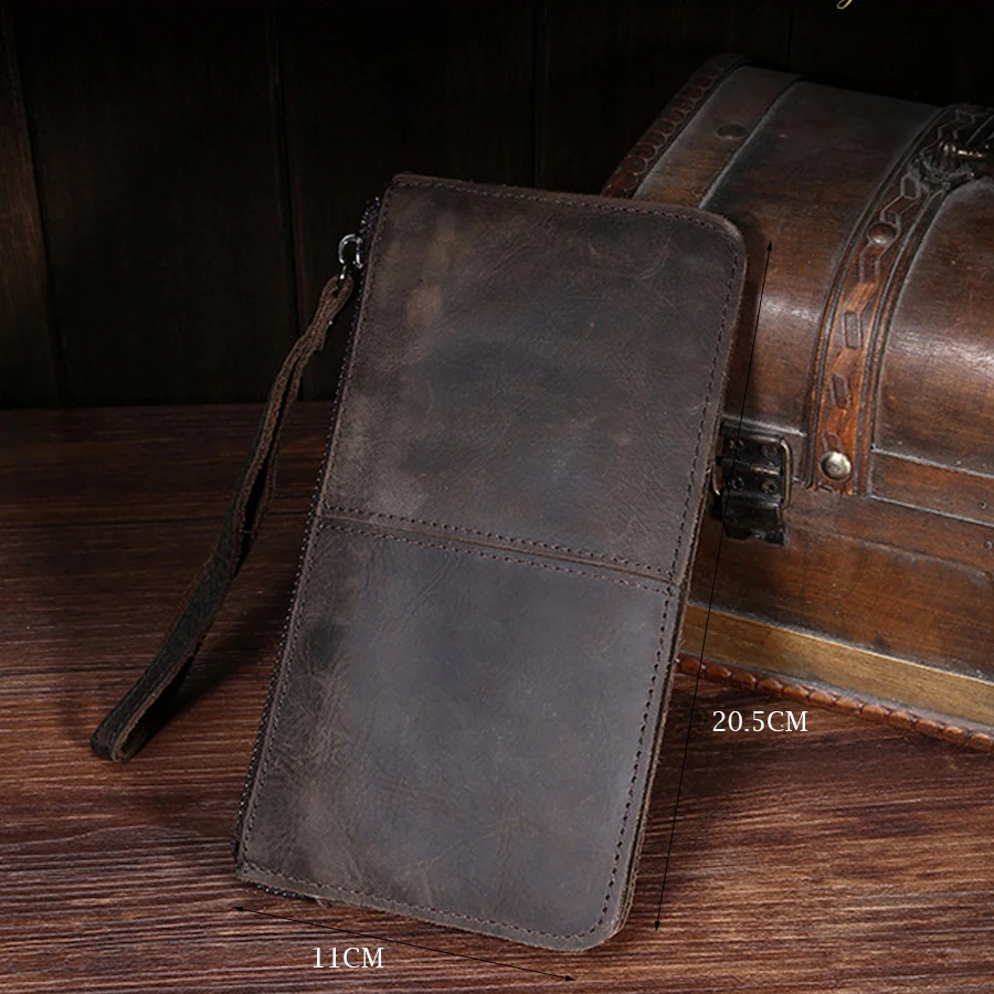 Boshikang мужской бумажник в винтажном стиле из натуральной кожи Длинный кошелек