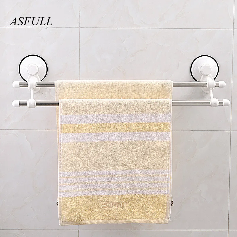 Держатель для полотенец ASFULL на присоске пластиковая вешалка с перекладиной и