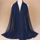 Шифоновый хиджаб с блестками 180*75 см, летний мусульманский шарф, Женский однотонный Однотонный женский шарф для головы, стандартный палантин