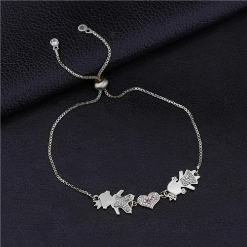 White Gold Juya, женские браслеты ручной работы, товары для мамы+ мальчика+ девочки, звенья цепи, браслеты для ручной работы, подарок на день матери и дочери, ювелирные изделия - Окраска металла: White Gold