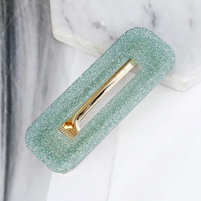 YAOLOGE 38 Style Sweet Women Girls Acrylic Geometric Rectangle Hair Clips Tin Foil Sequins Hairpins Barrettes Headbands Headwear - Цвет: H182