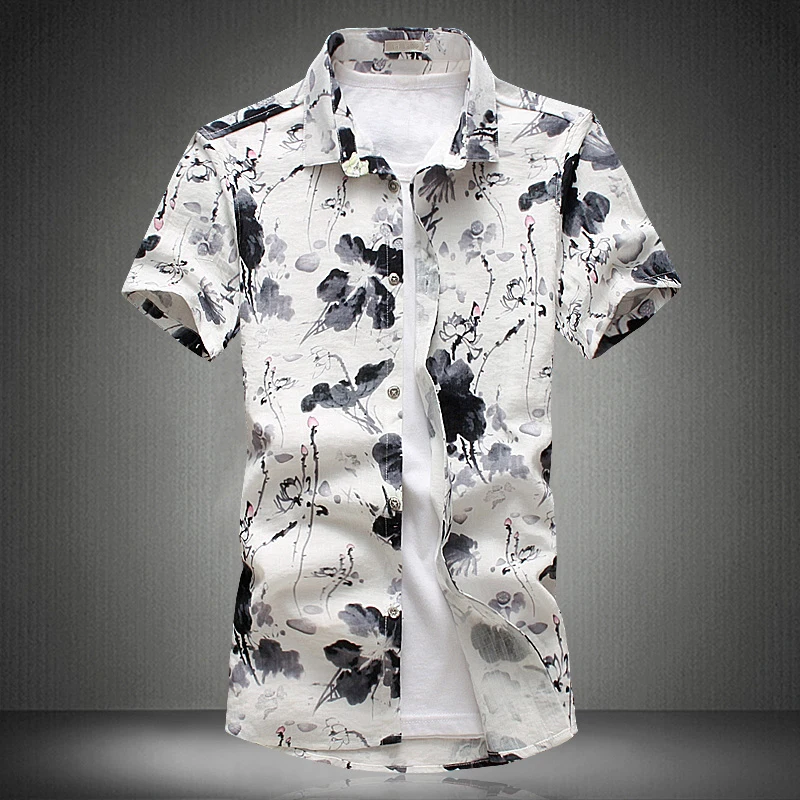 Бренд lotus рубашка с принтом Для мужчин Мода Цветочный узор CHEMISE Homme Англия Стиль