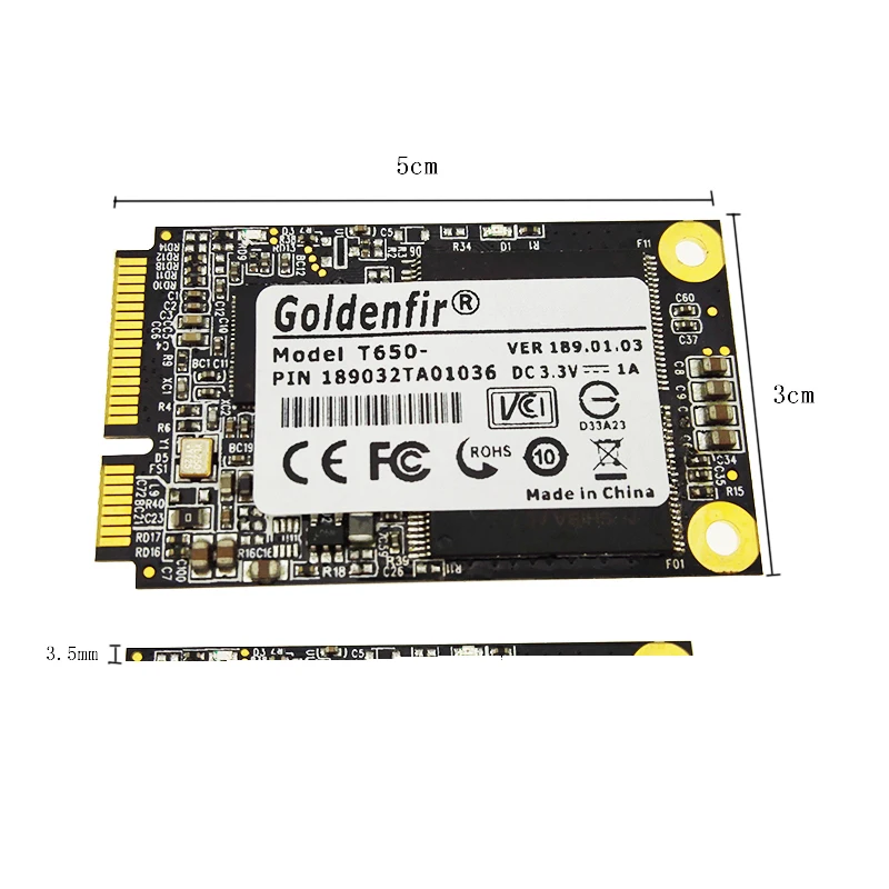 Goledenfir mSATA SATAIII 60 ГБ 128 256 HD SSD твердотельный накопитель для apple пк dell | Компьютеры и