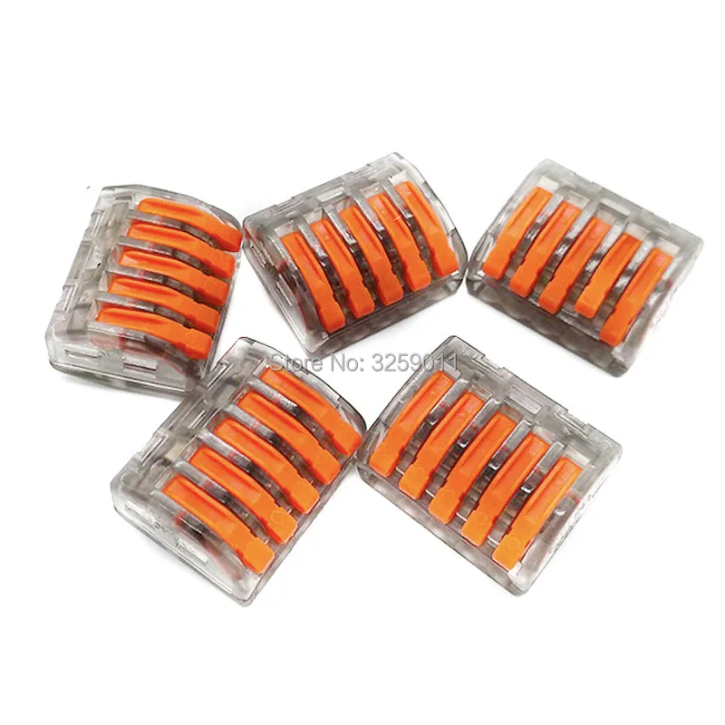 

100PCS PCT-214 222-414 wire Connector 32A 400V 28-12AWG Universal 4 Pin Universal Compact Terminal Block Conductor