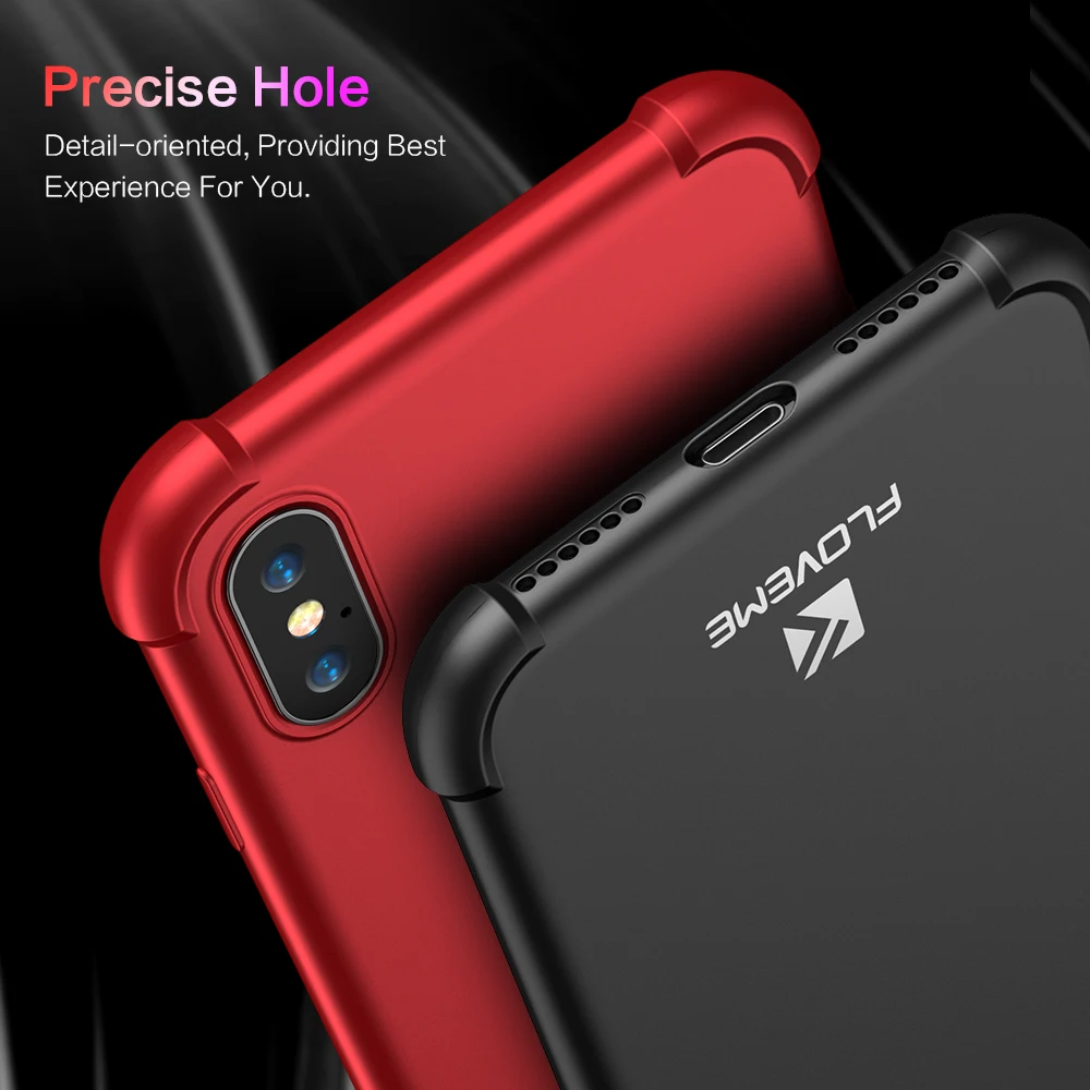 Чехол FLOVEME с полным покрытием на 360 градусов для iPhone X 7 Plus 6 6s 8 Мягкий ТПУ чехол