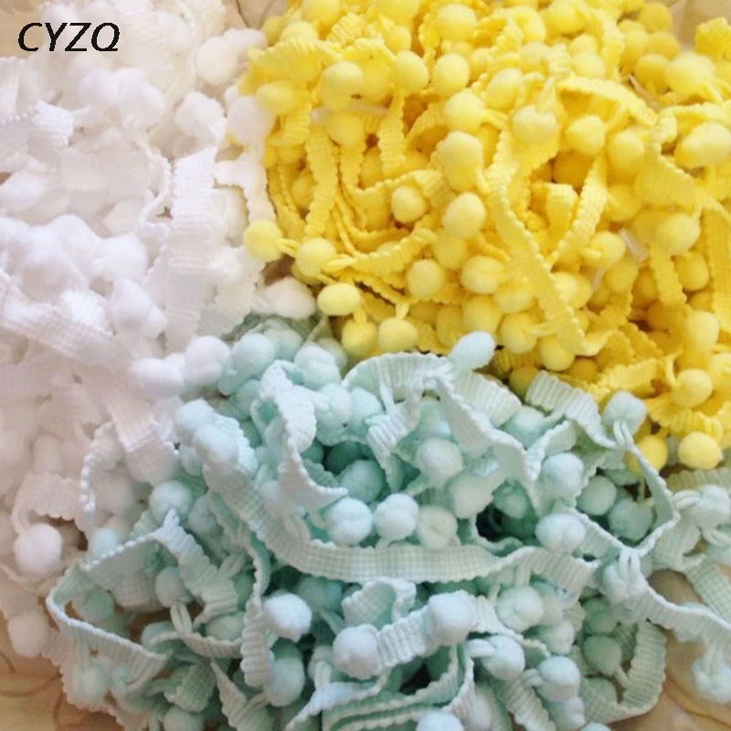 

5 Yards Pom Pom Lace Trim Ball 10mm MINI Tassel Ball Fringe Ribbon Sewing Lace Knitted Fabric Handmade Craft Accessories