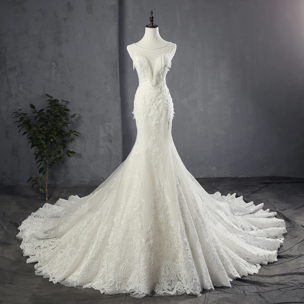 Hochzeitskleid роскошное свадебное платье Русалочки с аппликацией и бисером Vestido de Noiva