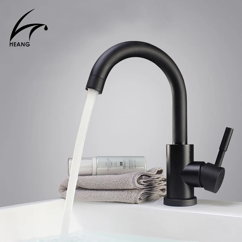 

Genuine Heang High Quality Bathroom Faucet Black Paint Basin Faucet Waterfall Basin Mixer Tap