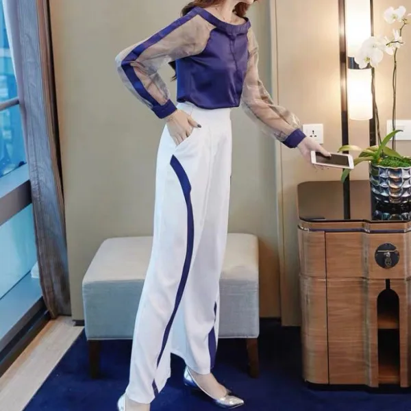 Высококачественная Женский комплект 2 шт. для подиума 2019 г. летние лоскутные топы