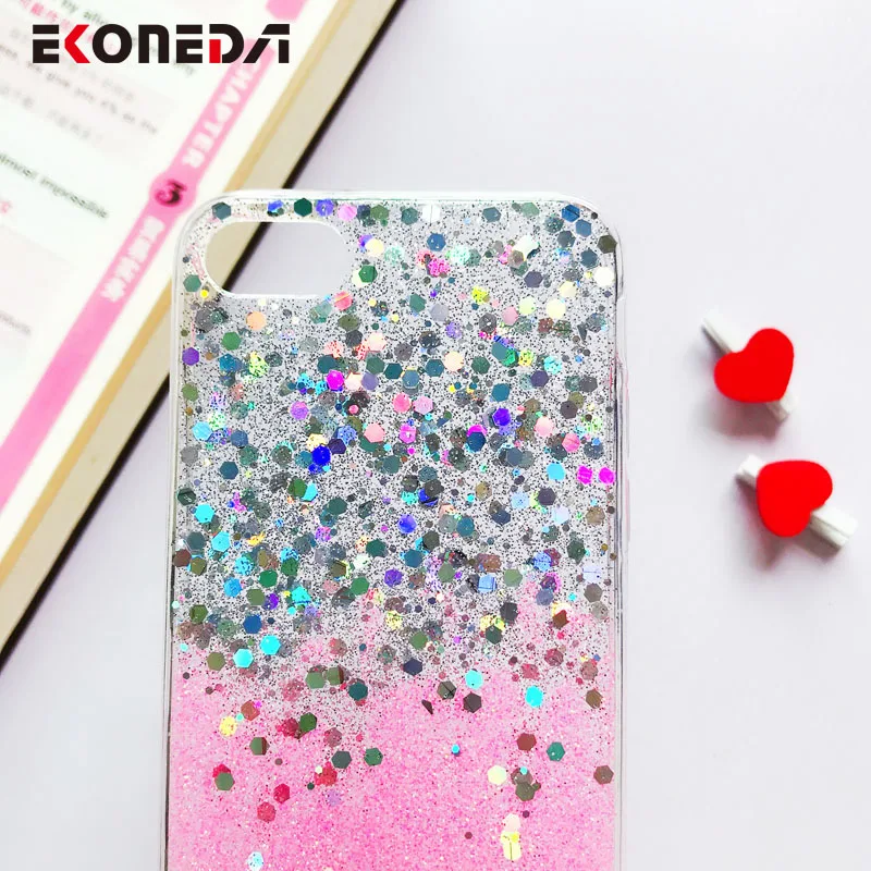 EKONEDA Bling Sequins Ingradient Glitter Case For iPhone XR XS Max X Silicone Soft Girl Cover 6S 7 8 Plus |