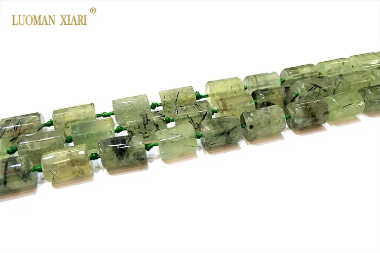 Luoman xiari Prehnite цилиндрический натуральный камень граненые бусины для самостоятельного изготовления ювелирных изделий браслет, ожерелье Размер 11*16 мм нить 15"