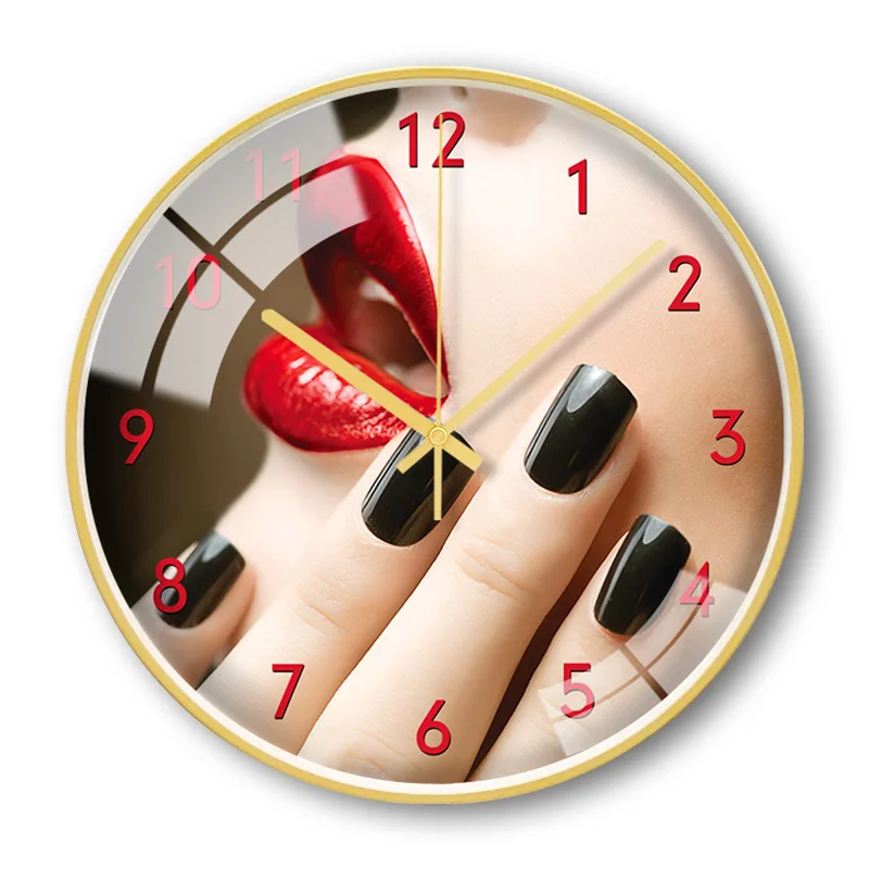 Современные модные красные губы украшают настенные часы тихие металлические tuhao