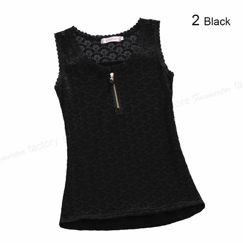 Женская блузка без рукавов, летняя, шифоновая, кружевная, топ, Blusas, женская одежда, женские топы, новые блузки, рубашки, черные, белые, с цветами - Цвет: 2 black