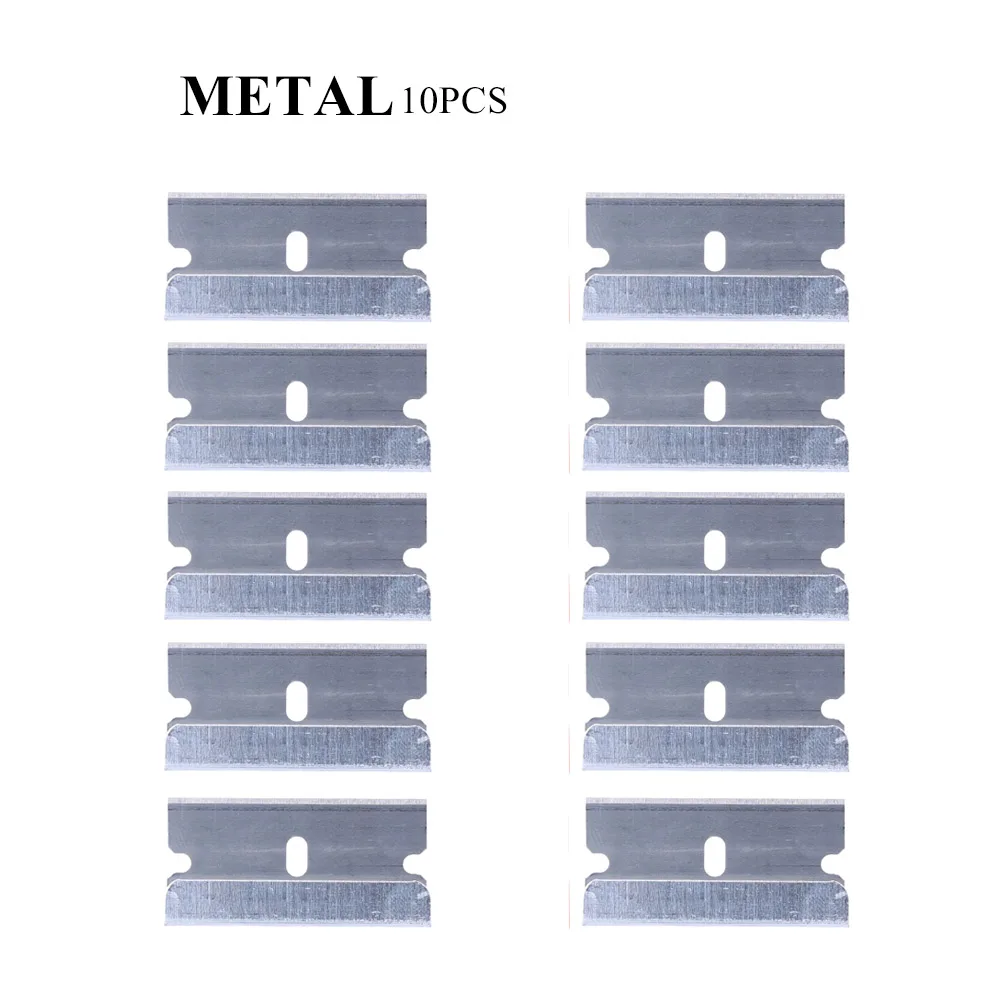10pcs Metal blade Очиститель клея UV скребок Ножи металла& Пластик для кусконарезателя для телефона ЖК-дисплей Сенсорный экран следов клей для чистки инструмент для ремонта - Цвет: 10pcs Metal blade