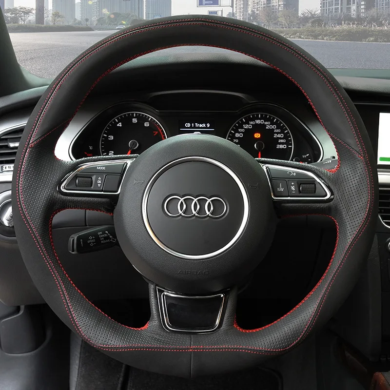 Чехол рулевого колеса автомобиля из натуральной кожи для Audi A4L/A6L/A3/Q3/Q5/Q7