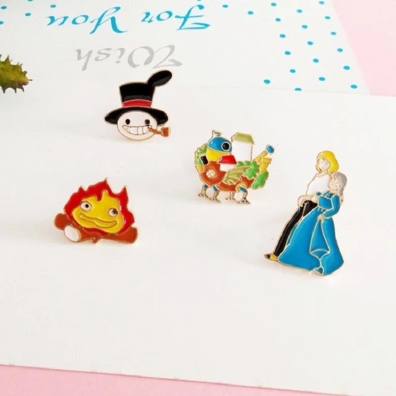 2018 японских мультфильмов рисунок эмаль сплава броши Карл замок Хаула свитер