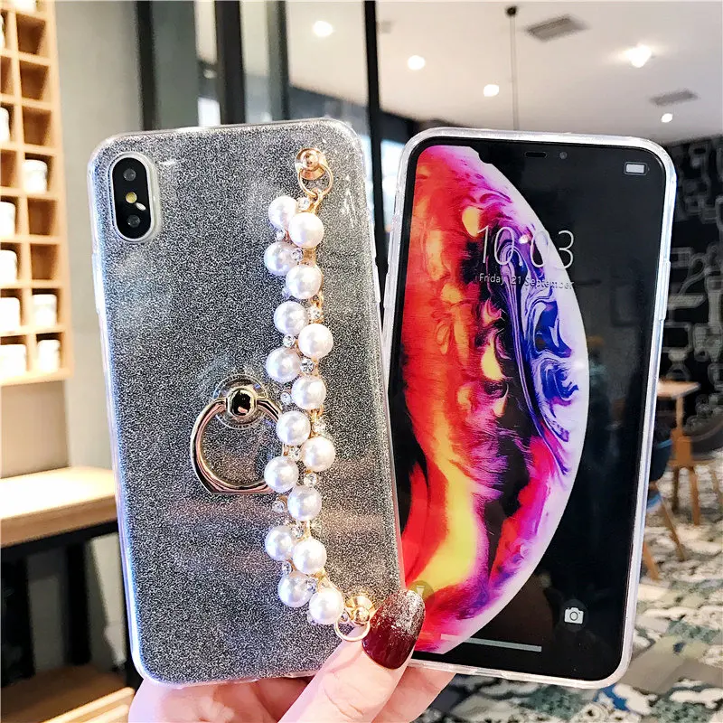 Silicone Gliiter Cases For Oneplus 6T 6 5T 5 3 Cover Bling Ring Rhinestone Bracelet Covers Bumper Soft TPU Mobile Phone Case |
