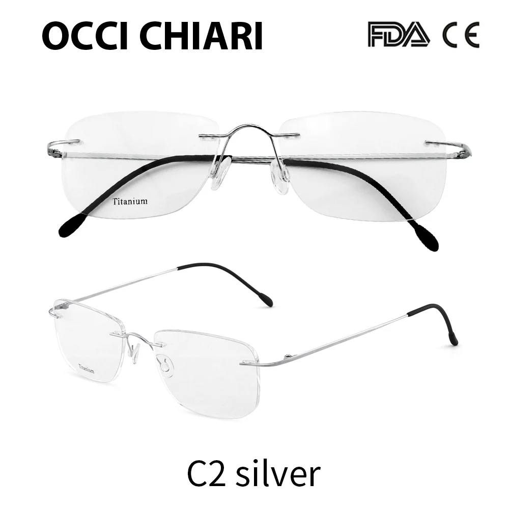 C2 silver Светильник, очки для чтения, мужские прозрачные очки без оправы, очки для глаз, очки для пресбиопии OC7061 OCCI CHIARI - Цвет оправы: C2 silver