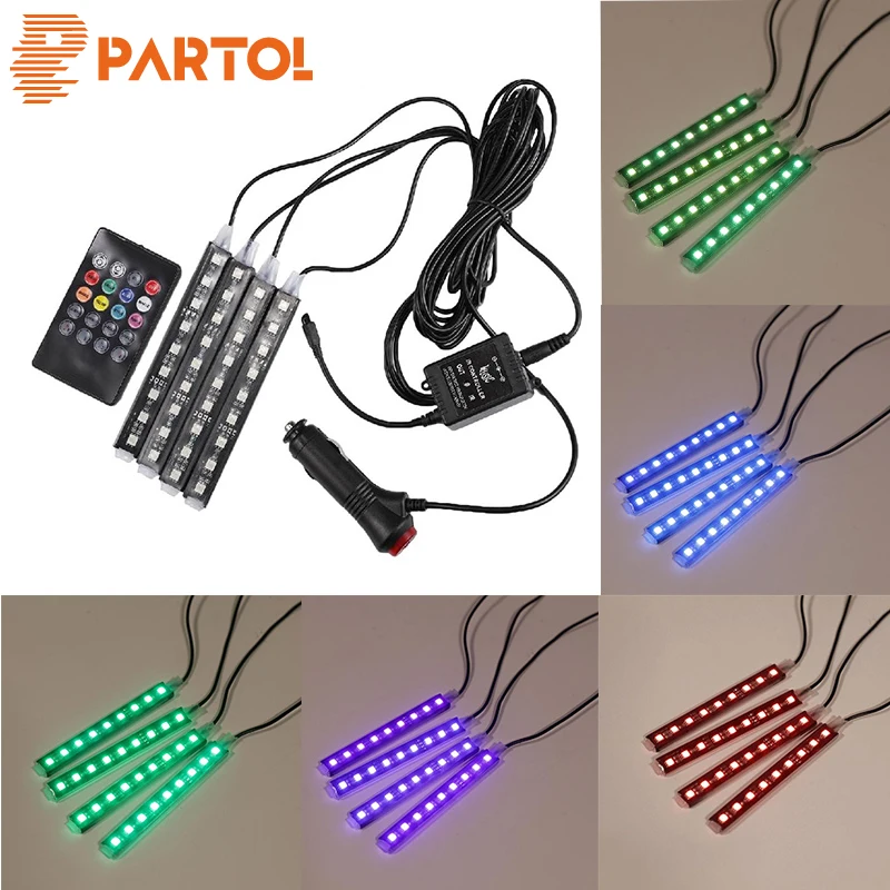 4 шт. декоративные светодиодные ленсветильник RGB для автомобиля с пультом